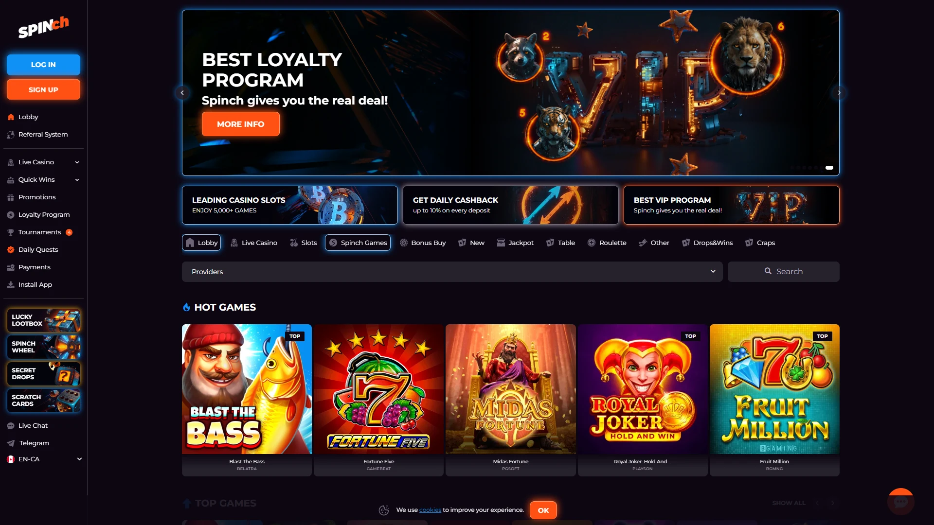 Spinch game lobby